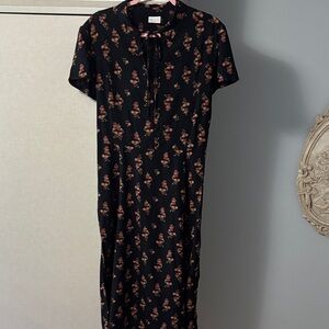 Abound Black Dress with Pink/ red Floral Pattern size M